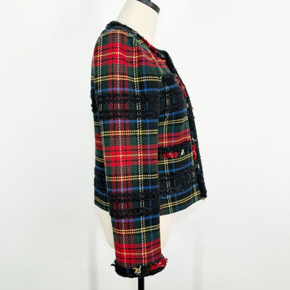 J. Crew Stewart Plaid Tartan Lady Jacket Red Blazer Preppy Work Classic Size  2 - Picture 9 of 15